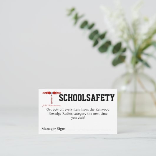 SCHOOLSAFETYクーポン 名刺 (スタンド正面)