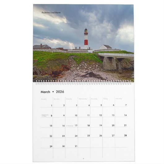 Schottische Leuchttürme カレンダー (3月 2026)