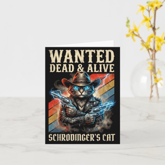 Schrodingers Cat Wanted Dead And Alive Quantum Phy カード (黄色い花)