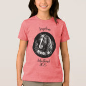 Schulkind 2026 - Pferd mit Blumen - schwarz weiß | トライブレンドTシャツ (正面)