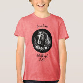 Schulkind 2026 - Pferd mit Blumen - schwarz weiß | トライブレンドTシャツ (正面)