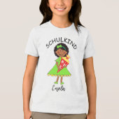Schulkind - Mädchen mit Schultüte - grün 2 | トライブレンドＴシャツ (正面)
