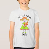 Schulkind - Mädchen mit Schultüte - grün 3 | トライブレンドTシャツ (正面)