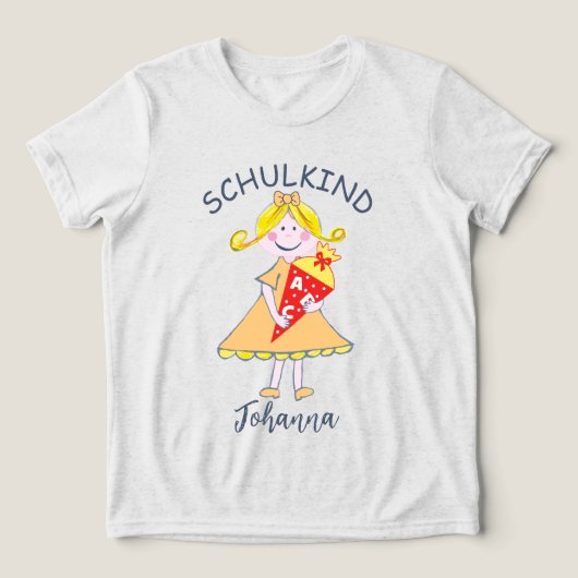 Schulkind - Mädchen mit Schultüte - orange 1 |  トライブレンドＴシャツ (デザイン正面)