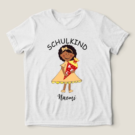 Schulkind - Mädchen mit Schultüte - orange 2 | トライブレンドＴシャツ (デザイン正面)