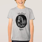 Schulkind - Pony mit Blumen - schwarz weiß | トライブレンドTシャツ (正面)