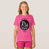 Schulkind - Pony mit Blumen - schwarz weiß | Tシャツ (正面フル)