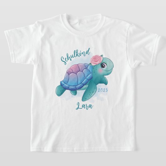 Schulkind - Schildkröte - Aquarell-Design |  Tシャツ (レイダウン)