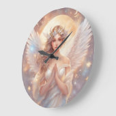 Schutzengel, wasserfarben pastell Gemälde ラージ壁時計 (傾斜)