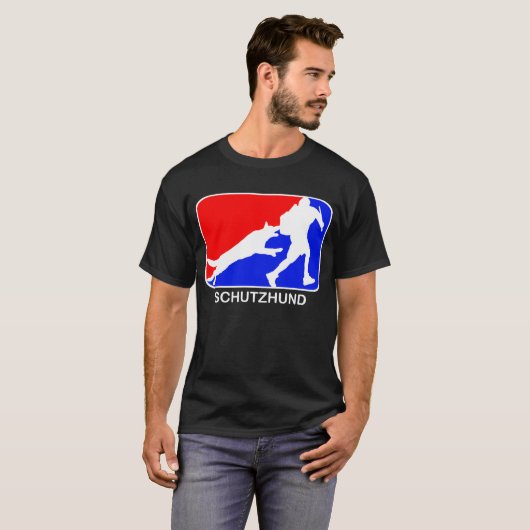schutzhundの赤くおよび青のロゴの暗闇のTシャツ Tシャツ (正面フル)