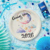 Schwangerschaft baby 2026 Wolken mobile  ペーパープレート (パーティー)