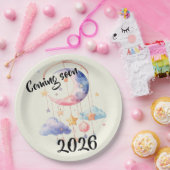 Schwangerschaft baby 2026 Wolken mobile  ペーパープレート (パーティー)