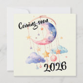 Schwangerschaft baby 2026 Wolken mobile  案内状 (正面)