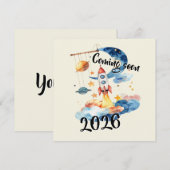 Schwangerschaft verkünden 2026 Rakete Weltraum シーズンカード (正面/裏面)