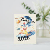 Schwangerschaft verkünden 2026 Rakete Weltraum  ポストカード (スタンド正面)