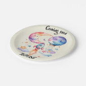 Schwangerschaft verkünden Aquarell Heißluftballon ペーパープレート (アングル)