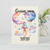 Schwangerschaft verkünden Aquarell Heißluftballon 案内状 (スタンド正面)