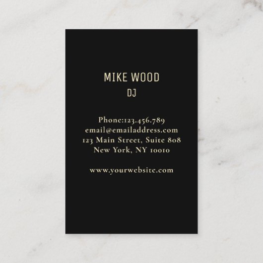Schwarz Gold Spritzer Kopfhörer  DJ Visitenkarte 名刺 (裏面)