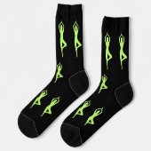  Schwarz Grüne Grafik Socken Einzigartiges Muster ソックス (左)