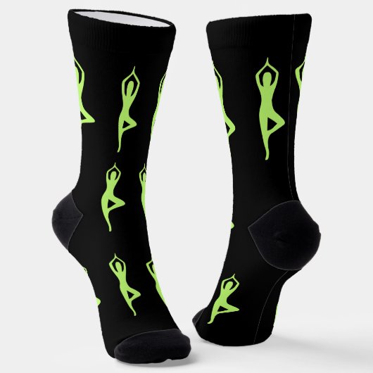 Schwarz Grüne Grafik Socken Einzigartiges Muster ソックス (傾斜あり)