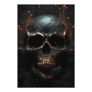 Schwarz matter Totenkopf mit Bronze フォトプリント