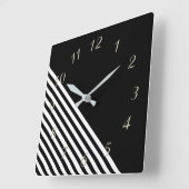 Schwarz - weiß スクエア壁時計 (傾斜)