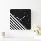 Schwarz - weiß スクエア壁時計 (ホーム)