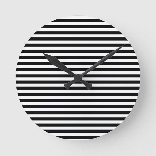 Schwarz & Weiß gestreifte ラウンド壁時計 (正面)