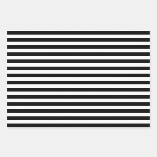 Schwarz & Weiß gestreiftes Geschenkpapier ラッピングペーパーシート (正面)