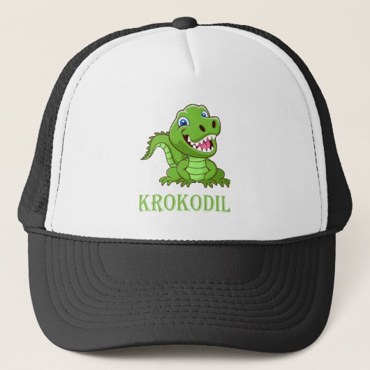 schwarz weiß grün Krokodil キャップ (正面)