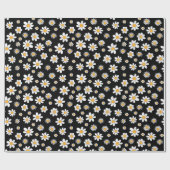 schwarz-weißes Design mit Blumen ラッピングペーパー (フラット)