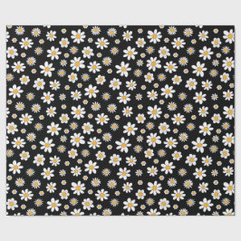 schwarz-weißes Design mit Blumen ラッピングペーパー