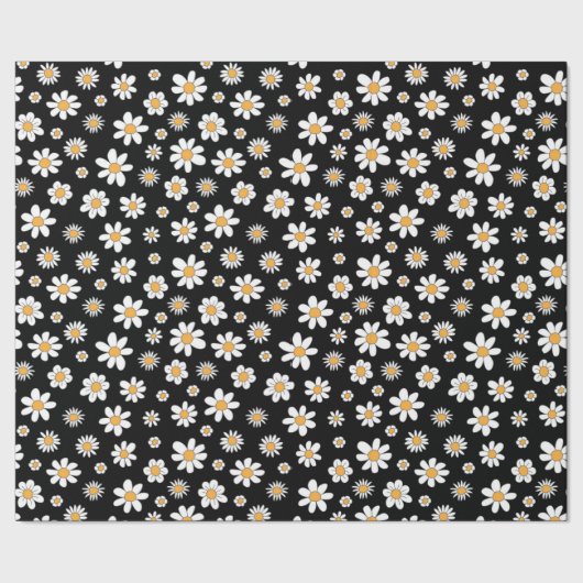 schwarz-weißes Design mit Blumen ラッピングペーパー (シーム)
