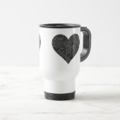 Schwarz-weißes Herz トラベルマグ (正面右)