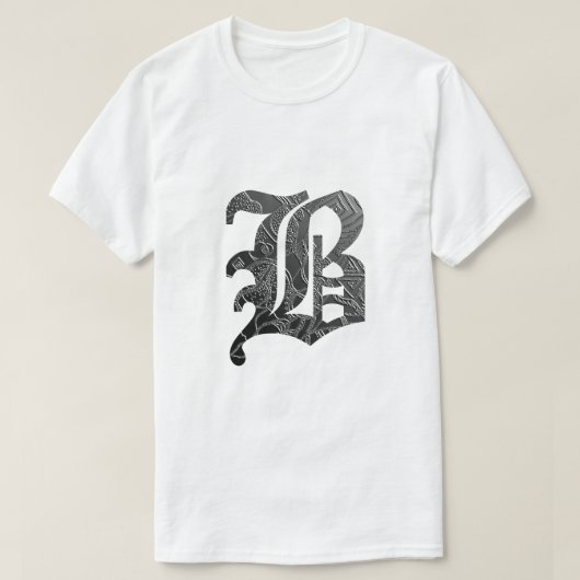 Schwarze Buchstabe "B" im gotischen Stil Tシャツ (デザイン正面)