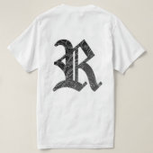 Schwarze Buchstabe "R" im gotischen Stil Tシャツ (デザイン裏面)