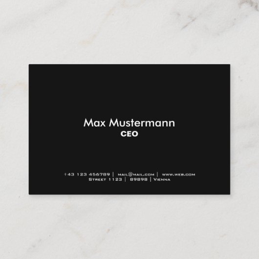 Schwarze professionelle Visitenkarte 名刺 (裏面)