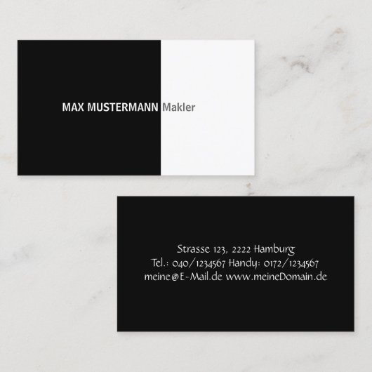 Schwarze professionelle Visitenkarte 名刺 (正面/裏面)