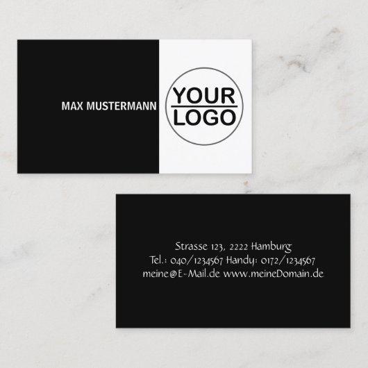 Schwarze professionelle Visitenkarte mit LOGO 名刺 (正面/裏面)
