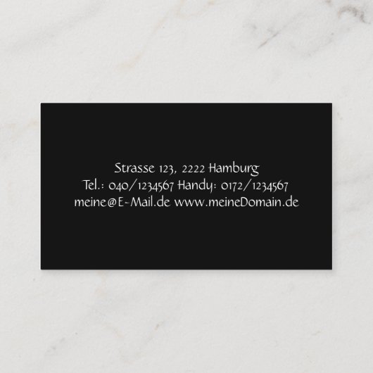 Schwarze professionelle Visitenkarte mit LOGO 名刺 (裏面)