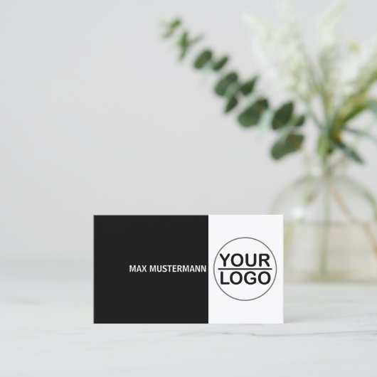 Schwarze professionelle Visitenkarte mit LOGO 名刺 (スタンド正面)