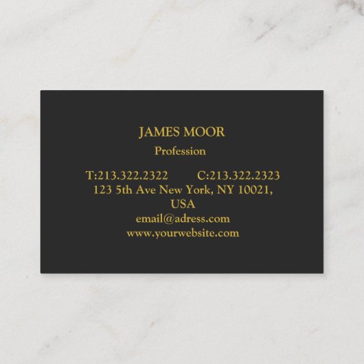 Schwarze Visitenkarte mit Goldschrift 名刺 (裏面)