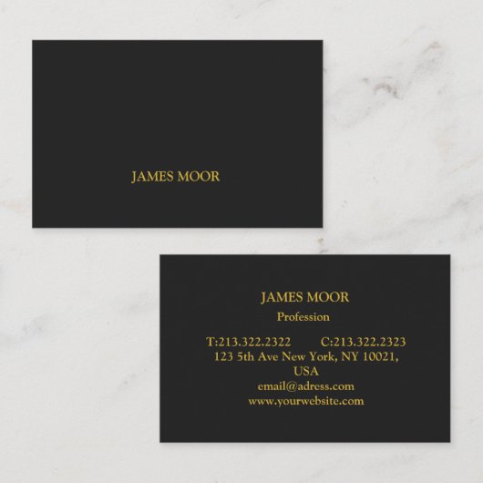 Schwarze Visitenkarte mit Goldschrift 名刺 (正面/裏面)