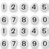 Schwarze Zahlen Aufkleber Transparent   シール (正面)