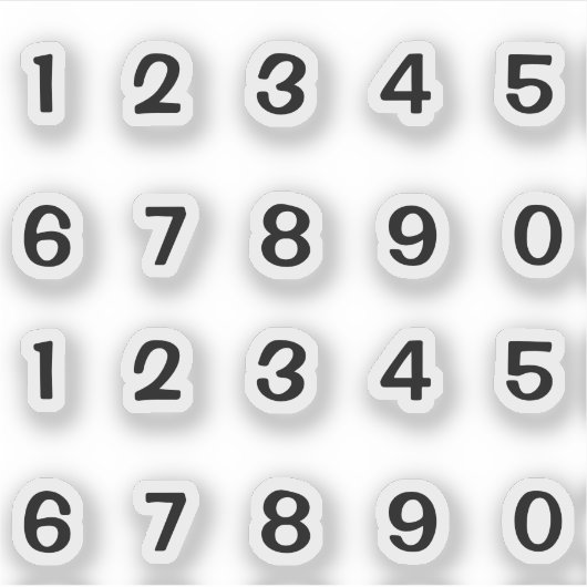 Schwarze Zahlen Aufkleber Transparent   シール (正面)