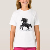 Schwarzer Galopp: Pferd in Bewegung Tシャツ (正面)