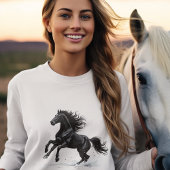 Schwarzer Galopp: Pferd in Bewegung Tシャツ