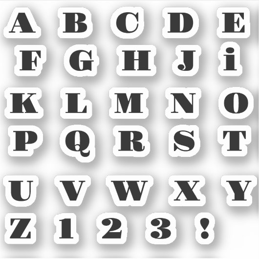 Schwarzes Buchstaben Alphabet シール (正面)