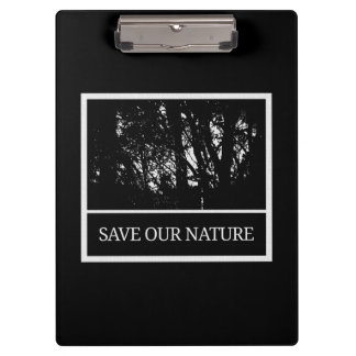 Schwarzes Klemmbrett – „Save Our Nature“ クリップボード
