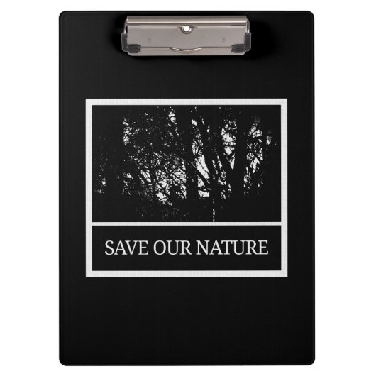 Schwarzes Klemmbrett – „Save Our Nature“ クリップボード (正面)